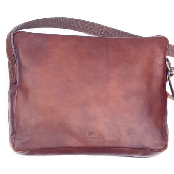 🆕 NWT Old Angler Firenze Cognac Leather Briefcase/Messenger Bag - Picture 6 of 16